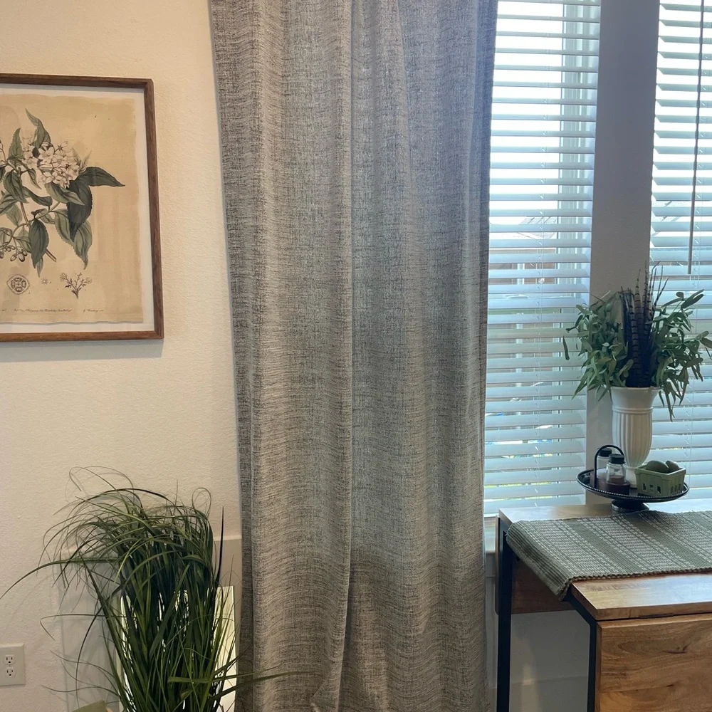 West Elm Ivory/Charcol tweed drapes 96 x 48- 2 panels included.